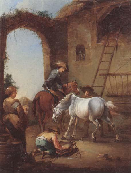 unknow artist Horsemen saddling their horses china oil painting image